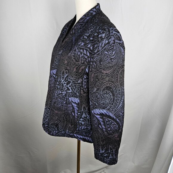 Coldwater Creek Paisley Chenille Jacket Large Tapestry Purple Shimmer Black - Picture 5 of 11